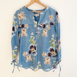 NWT Loft blue floral lightweight tunic top M